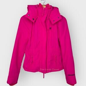 Abercrombie Fitch Neon Pink Winter Jacket Small Hooded Puff Lined Cozy Outerwear